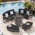thumbnail image 1 of MEISSALIVVE 8-Piece Half-Moon Curved Outdoor Patio Furniture Set, Sectional Conversation Sofa with 2 Half-Moon Ottomans, Round Coffee Tables for Backyard Deck Garden,Black, 1 of 9
