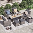 thumbnail image 1 of MEISSALIVVE 8 Pieces Outdoor Patio Furniture Set, Wicker Sectional Furniture Set with Dining Table,2 Swivel Chair & 2 Single Chair, 2 Ottomans (Gray), 1 of 9