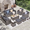 thumbnail image 1 of MEISSALIVVE 8 Pieces Patio Furniture Set, Rattan Sectional Set with Swivel Rocking Chairs, Outdoor Wicker Sofa Couch with Waterproof Cushions (Gray), 1 of 10