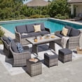 thumbnail image 1 of MEISSALIVVE 8 Pieces Patio Furniture Set with Swivel Rocking Chairs, Patio Conversation Set with Dining Table, Patio Dining Set with Waterproof Cushions for Lawn Backyard Porch (Grey), 1 of 8