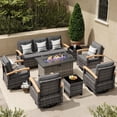 thumbnail image 1 of MEISSALIVVE 8 Pieces Patio Furniture Sets with Fire Pit Table, Wicker Outdoor Conversation Sets with 2 Swivel Rocker Chairs, 3-seat Sofa and Side Table(Grey), 1 of 8