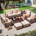 thumbnail image 1 of MEISSALIVVE 8 Pieces Patio Furniture Set, Outdoor Wicker Conversation Set with 2 Swivel Chairs, 2 Sofas, 2 Ottomans & Coffee Table, Beige, 1 of 10
