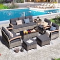 thumbnail image 1 of MEISSALIVVE 8 Pieces Patio Furniture Set, Outdoor Wicker Conversation Set with 2 Swivel Chairs, 2 Sofas, 2 Ottomans & Coffee Table, Gray, 1 of 10
