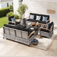 thumbnail image 1 of MEISSALIVVE 8 Pieces Patio Furniture Sets,Wicker Patio Conversation Sets with 2 Wood Armrests Swivel Glide Chairs, Outdoor Conversation Set for Deck Yard and Poolside (Black), 1 of 10