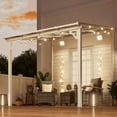 thumbnail image 1 of MEISSALIVVE 8' x 8' Hardtop Wall Mounted Gazebo Pergola, Lean-to Metal Awning with Sloped Roof, Outdoor Shelter for Patio, Deck, Backyard, White, 1 of 10