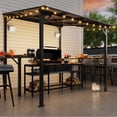 thumbnail image 1 of MEISSALIVVE 8' x 8' Wall Mounted Gazebo, Outdoor BBQ Grill Gazebo with Side Shelf, Lean to Metal Awnings with Sloped Roof, Heavy Duty Pergola for Backyard, Deck, Black, 1 of 11