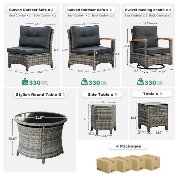 MEISSALIVVE 9-Piece Outdoor Patio Furniture Set,