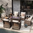 thumbnail image 1 of MEISSALIVVE 9 Pieces Patio Furniture Set with 43" Fire Pit Table, Wicker Patio Conversation Set with Swivel Rocking Chairs, Outdoor Patio Set for Lawn Backyard Porch (Brown), 1 of 11