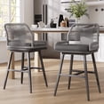 thumbnail image 1 of MEISSALIVVE Set of 2 Rattan Swivel Bar Stools, 26" Counter Height with Woven Rope Back, Cushioned Patio Bar Chairs for Kitchen, Garden, Gray, 1 of 7
