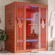 MEISSALIVVE Full Spectrum Infrared Sauna for Home, 2-3 Person Western Red Cedar Sauna Room, 59 Inch Wide, 3D Fast Heat Near/Mid/Far Infrared, Bluetooth & Temper