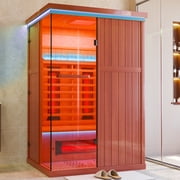 MEISSALIVVE Full Spectrum Sauna for Home, 2 Person Indoor Infrared SPA Room with 10 Minutes Warm-up Heat, Red Cedar Home Sauna Infrared Sauna with Bluetooth and