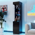 thumbnail image 1 of MEISSALIVVE Black Glass Display Cabinet, 3 - Tier Curio Cabinet with 7 - Color LED Lights, 70.87''H Display Case w/Storage Shelf for Collectibles, Trophies, 1 of 8