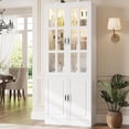 thumbnail image 1 of MEISSALIVVE 78.7" Kitchen Pantry Cabinet with Glass Doors & LED Lights, Freestanding Storage Hutch with Shelves, White Pantry Cupboard, 31.5" W x 15.7" D, 1 of 8