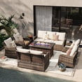 thumbnail image 1 of MEISSALIVVE Outdoor Patio Furniture Set with 43" Fire Pit Table, 9 Pieces Wicker Patio Conversation Set with Swivel Chairs, Outdoor Patio Set for Lawn Backyard Porch (Brown), 1 of 11