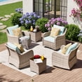 thumbnail image 1 of MEISSALIVVE Outdoor Patio Furniture Set with Swivel Chair, 6 Pieces Patio Conversation Set, Patio Sectional Furniture Set with 4 Swivel Rocker Patio Chair and 2 Side Table (Blue), 1 of 12