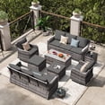 thumbnail image 1 of MEISSALIVVE Outdoor Patio Furniture Set with Swivel Chair, 8 Pieces Patio Conversation Set, Patio Sectional Furniture Set with 2 Three-seat sofa, 2 Ottomans and Coffee Table (Gray), 1 of 9