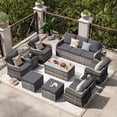 thumbnail image 1 of MEISSALIVVE Patio Furniture Set with Swivel Rocking Chairs, 10 Pieces Patio Conversation Set, Outdoor Wicker Sofa Couch with Waterproof Cushions for Lawn Backyard Porch (Gray), 1 of 9