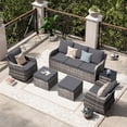 thumbnail image 1 of MEISSALIVVE Patio Furniture Set with Swivel Rocking Chairs, 6 Pieces Patio Conversation Set, Outdoor Wicker Sofa Couch with Waterproof Cushions for Lawn Backyard Porch (Gray), 1 of 8