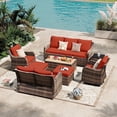 thumbnail image 1 of MEISSALIVVE Patio Furniture Set with Swivel Rocking Chairs, 8 Pieces Patio Conversation Set, Outdoor Wicker Sofa Couch with Waterproof Cushions for Lawn Backyard Porch (Red), 1 of 8