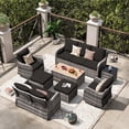thumbnail image 1 of MEISSALIVVE Patio Furniture Set with Swivel Rocking Chairs, 8 Pieces Patio Conversation Set, Outdoor Wicker Sofa Couch with Waterproof Cushions for Lawn Backyard Porch (Red), 1 of 8