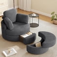 thumbnail image 1 of MEISSALIVVE Swivel Accent Chair with Half Moon Ottoman, Round Chairs with Drawer Storage for Living Room, 360° Barrel Chair with USB Charging Port (Gray Corduroy), 1 of 8