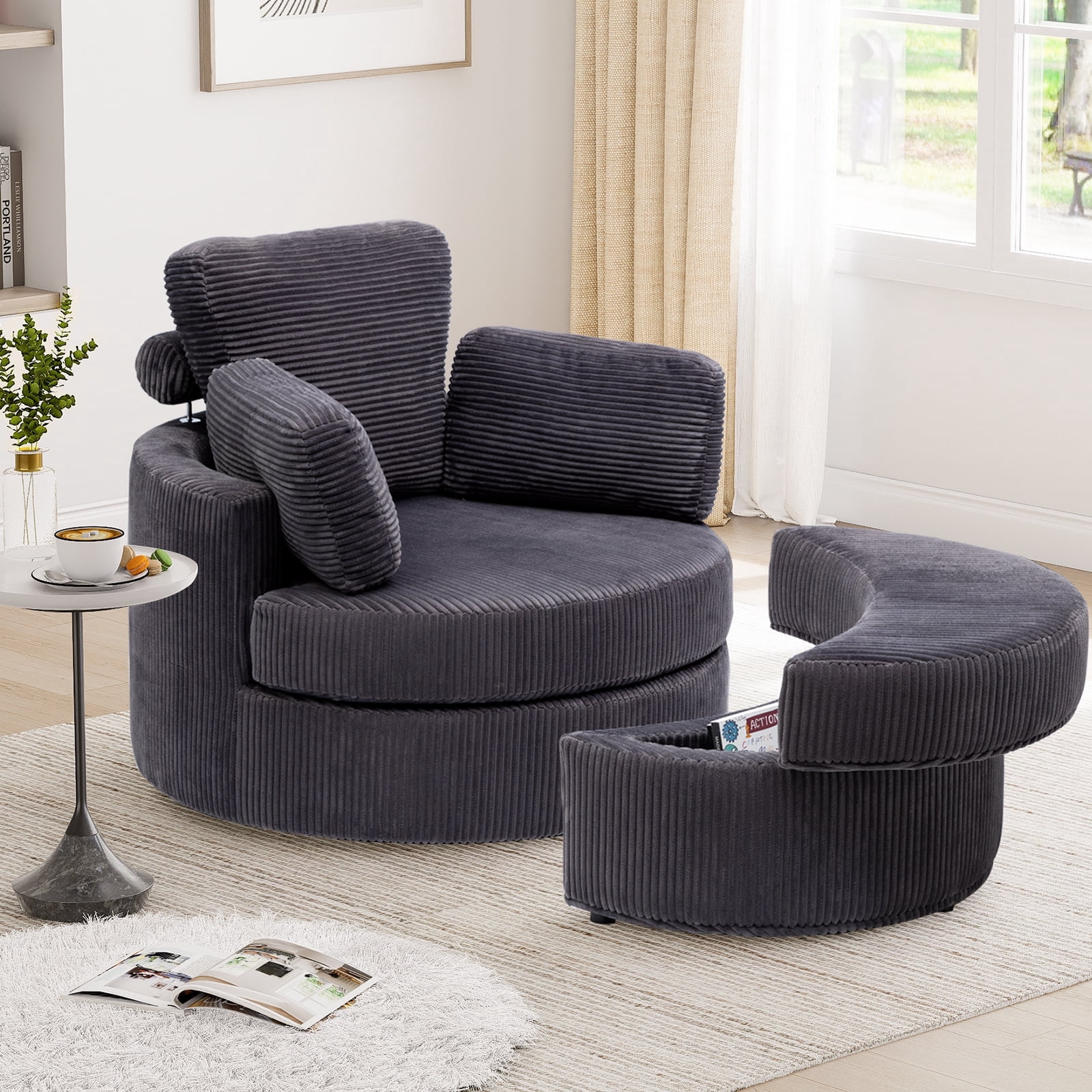 MEISSALIVVE Swivel Accent Chair, Swivel Barrel Chair - Swivel Chair ...
