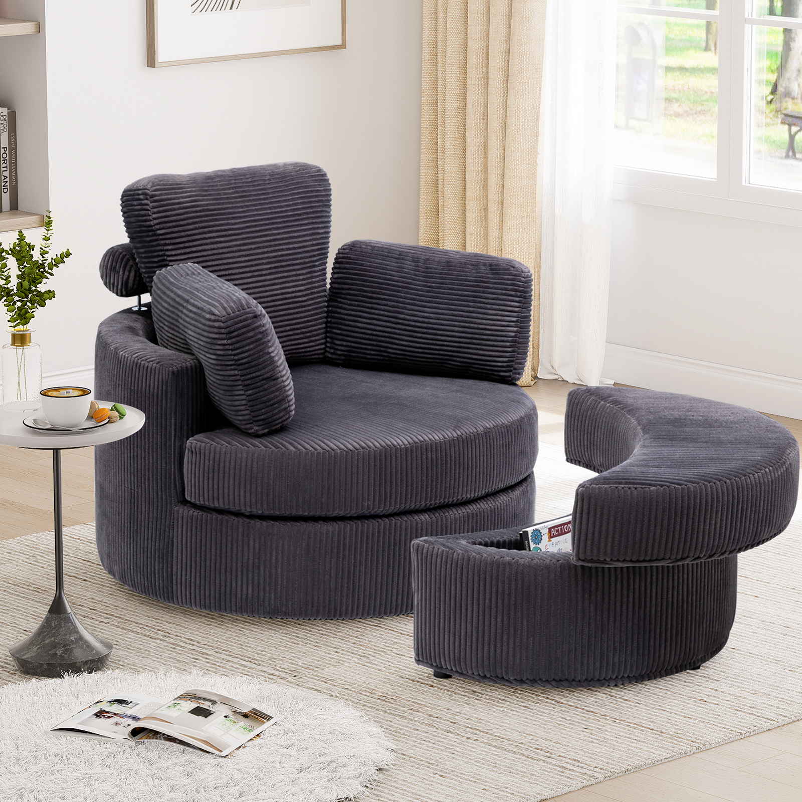 MEISSALIVVE Swivel Accent Chair, Swivel Barrel Chair Swivel Chair