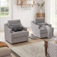 thumbnail image 1 of MEISSALIVVE Swivel Accent Chair, Linen Fabric Armchair, Single Modern Chairs with Metal Base Soft Lumbar Pillow for Living Room Bedroom (Grey), 1 of 7