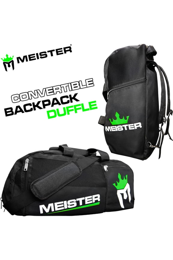 MEISTER CONVERTIBLE BACKPACK / GYM BAG - Black Sports MMA Duffle CARRY-ALL LARGE