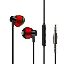MEIU 3.5mm Jack Earbuds, In-Ear Wired Stereo Headphones with Microphone, Talk, Playback and Volume Control for iPhone, Samsung, PC and Android - Red