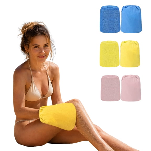 MEIXIAJFA Sand Removing Mitt 2-Pack, Reusable Soft Sand Removal Glove for Beach, Sand-Free Towel Mitt for Skin and Swimsuit Cleaning-Yellow