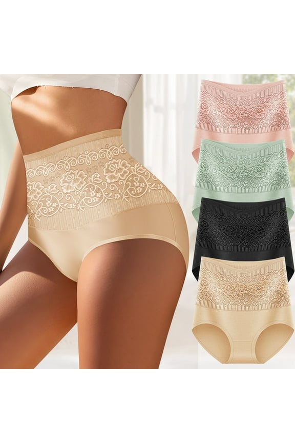 Women's Activewear Cotton Tummy Control Panties, 4-Pack Multicolor