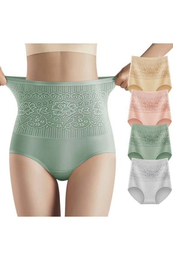Women's Cotton High Waist Panties - Tummy Control Briefs, 4 Pack