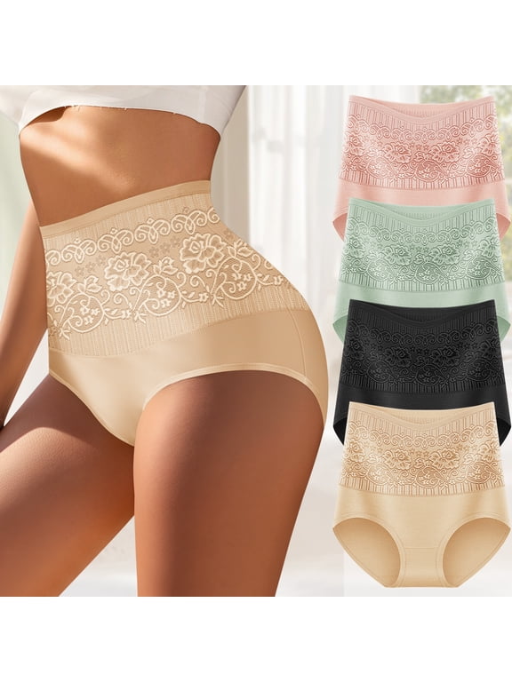 Women's Cotton High Waist Panties - Tummy Control Briefs, 4 Pack