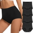 thumbnail image 1 of MEIYATING Women's High Waisted Cotton Briefs Multipack, Black 4-Pack, 1 of 7