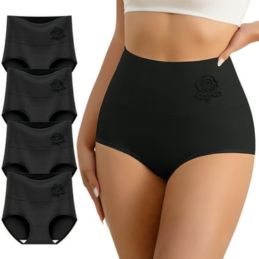 MEIYATING Women's High Waisted Tummy Control Panties - 4-Pack, Seamless and Breathable