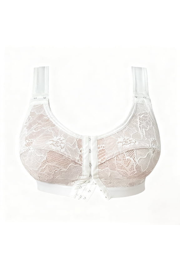 Women's Plus Size Bras No Underwire Non-Padded Bras with Front Closure,Adjustable shoulder straps for Everyday Curvy Women Friendly Bras, Comfortable Lingerie