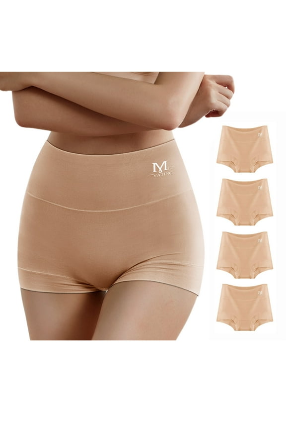 Women's Underwear Boyshorts Cotton Stretch Panties High Waisted Soft Plus Size 4 Pack