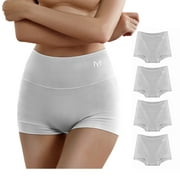 MEIYATING Women's Underwear Boyshorts Cotton Stretch Panties High Waisted Soft Plus Size 4 Pack