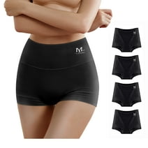 MEIYATING Women's Underwear Boyshorts Cotton Stretch Panties High Waisted Soft Plus Size 4 Pack