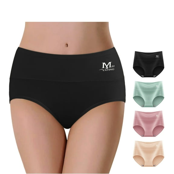 MEIYATING Womens Underwear Cotton Hipster Soft Breathable Stretch Panties Ladies Bikini Brief 4 Pack