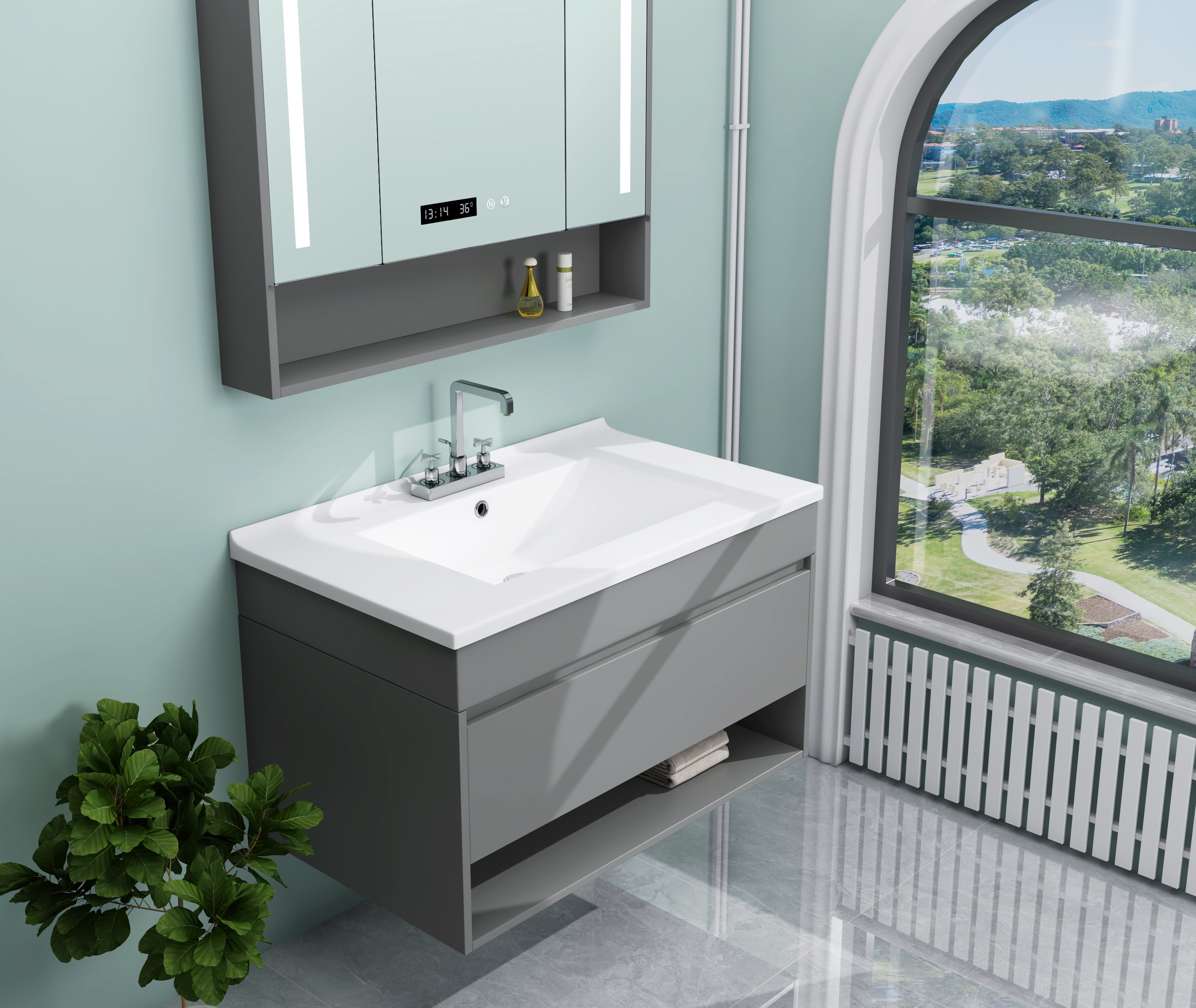 MEJE 30x18 inch Drop in Rectanglar 3 Holes Bathroom Sink, Vanity Top Only, White Glossy Finish