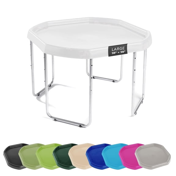MEKA Tuff Tray with Adjustable Stand, Large 38 x 38 in, White, Kids Sensory Table