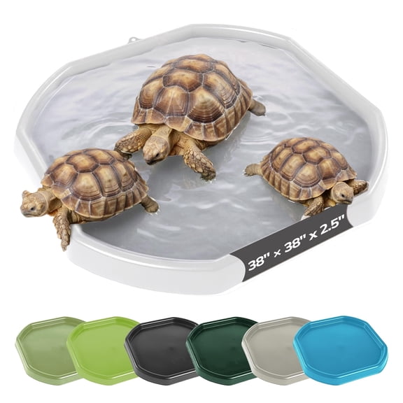 Good Bits Reptile Tray (38"x38") Bathing Pool basking Platform for Aquatic Turtle Bearded Dragon Lizard Gecko Frog, Plastic Outdoor Water Shallow Bowl White Large