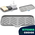 thumbnail image 1 of MEKBOK Kitchen Soap Tray, Silicone Sponge Holder for Bathroom Counter Sink Dish Bottle,Dishwashing Accessories（Grey）, 1 of 7