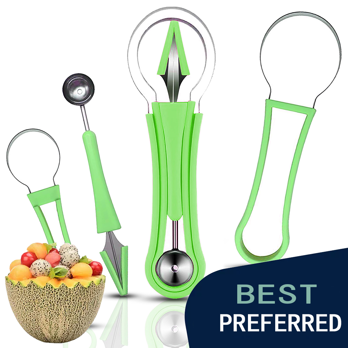 Watermelon Slicer Value Pack with Fruit Carving Knife and Melon Baller