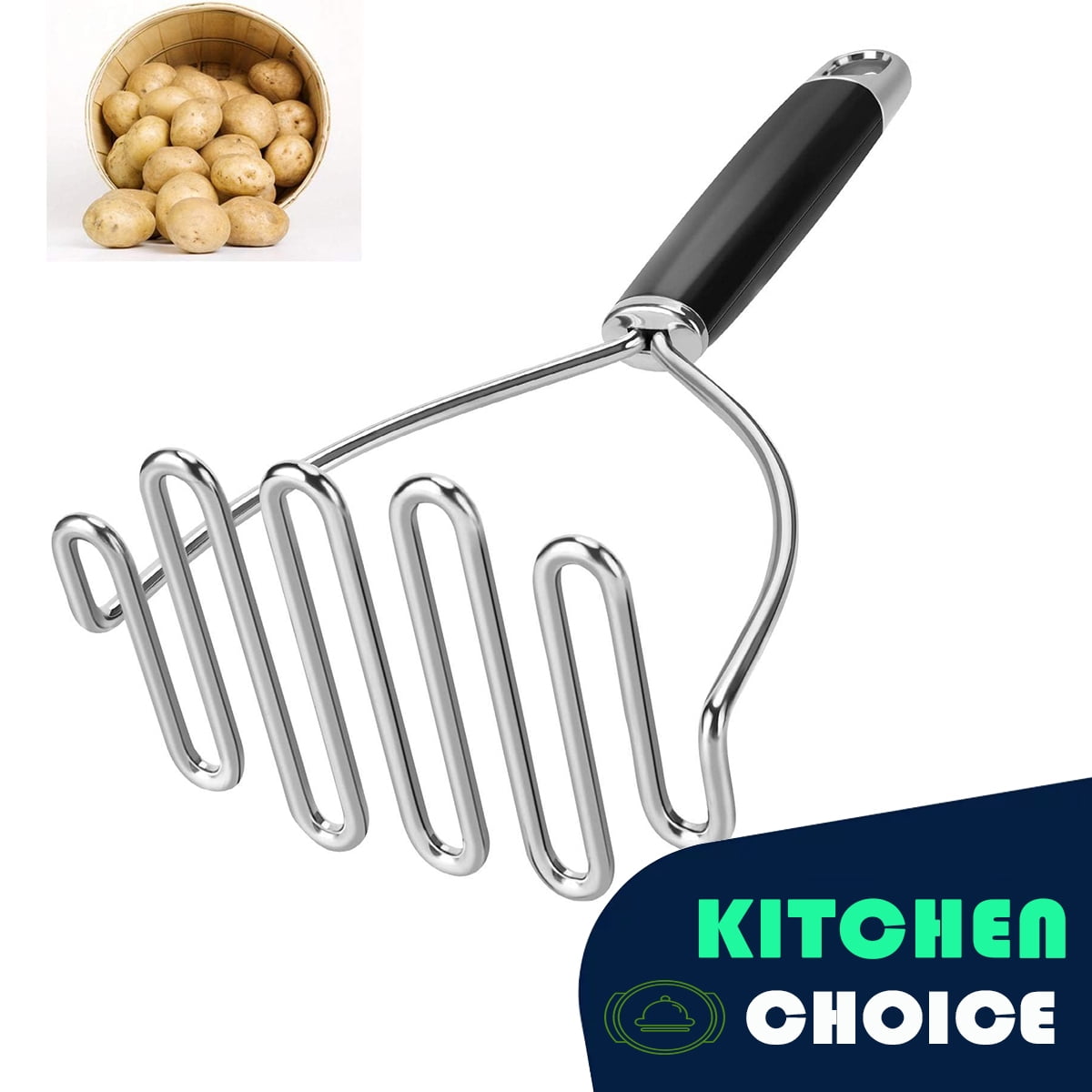 MEKBOK Potato Masher, Potato Masher Stainless Steel, Heavy Duty Mashed Potatoes Masher, Professional Metal Wire Masher Kitchen Tool for Bean, avocado, Vegetable-10.24 inch