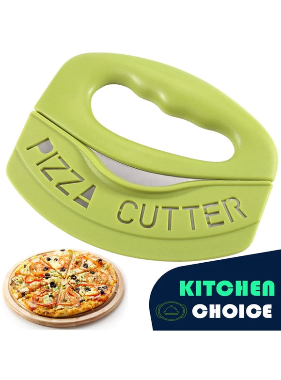 MEKBOK Premium Pizza Cutter Food Chopper-Super Sharp Blade Stainless Steel Pizza Cutter Rocker Slicer with Protective Sheath Multi Function Pizza Knife Kitchen Tools,Dishwasher Safe-green