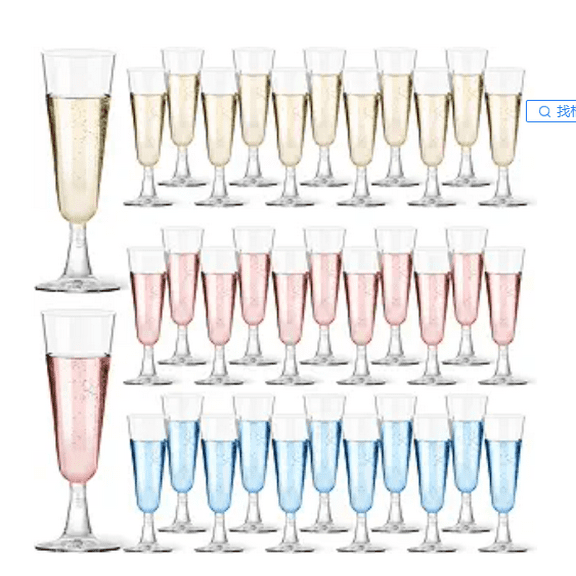 MEKBOKPlastic Champagne Flutes 40 Pack, 5.5 Oz Clear Disposable Plastic Champagne Glasses, Wine Glasses Cups for Wedding Celebration Birthday Party Wine Tasting New Years Eve Party Supplies.