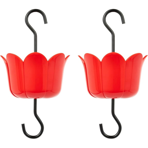 MEKKAPRO 2-Pack Ant Moat for Hummingbird Feeders & Oriole Feeders,6 Oz Insect Guard with Large Capacity, Nectar Feeder Accessory Hooks (Red)